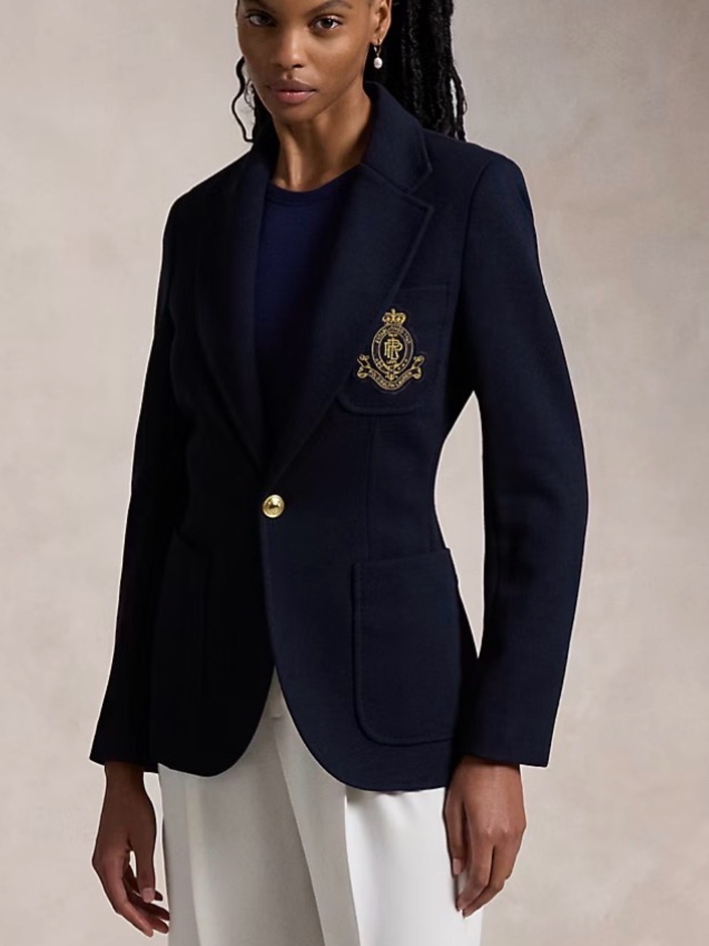 Ralph Lauren Navy Crest Single-Button Blazer